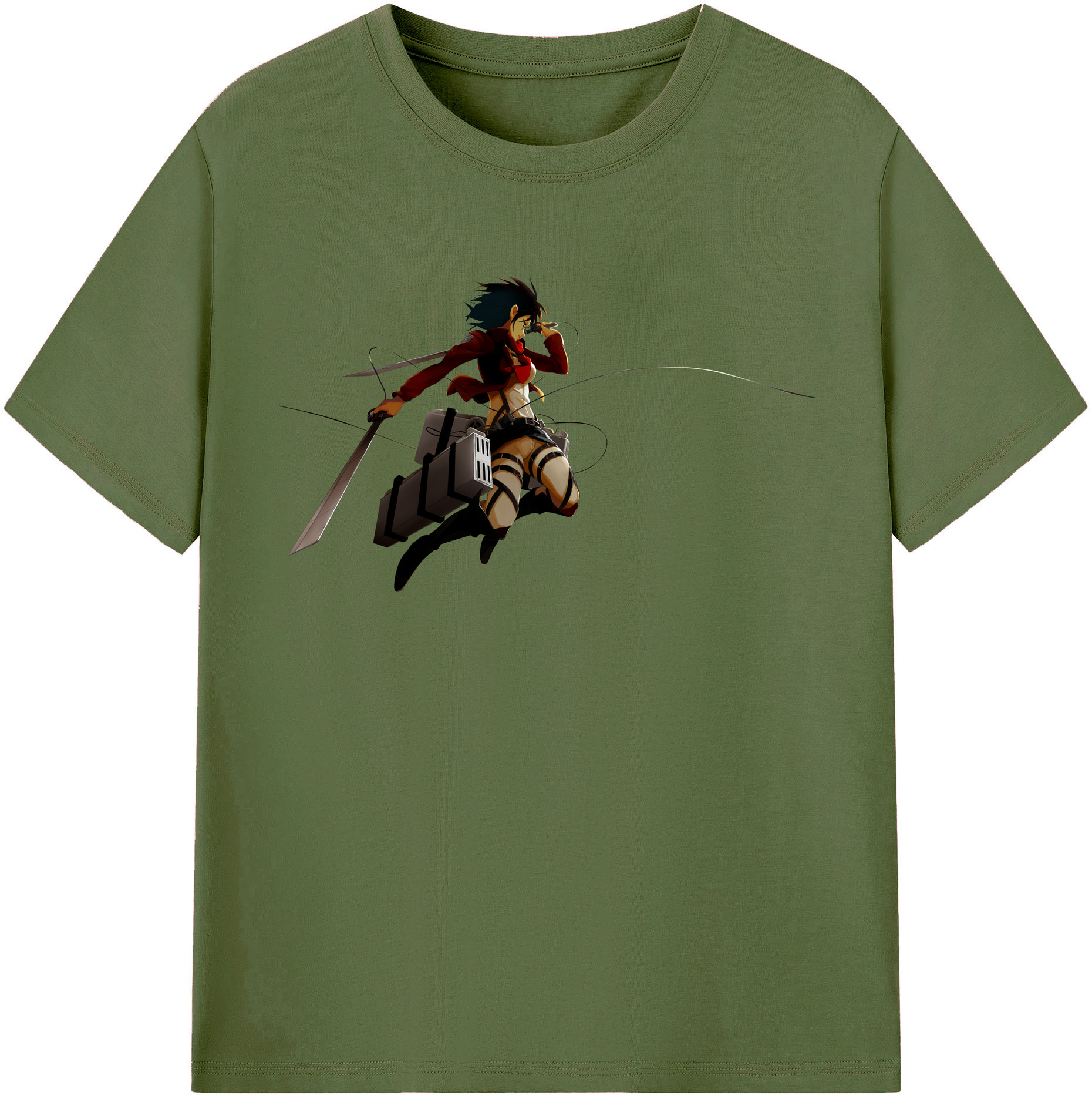 （画像用） 進撃の巨人 ミカサ·アッカーマン Attack on Titan Mikasa Ackerman 綿100％半袖Tシャツ（フロントプリント）